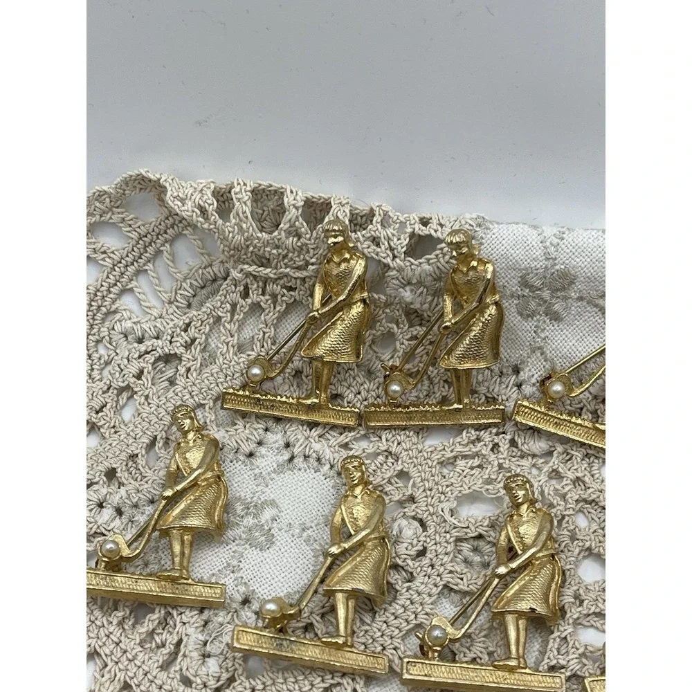Vintage Retro Women's Golf Pin Vintage Gold Tone Wiesner Lot Of Pins Qty13‎